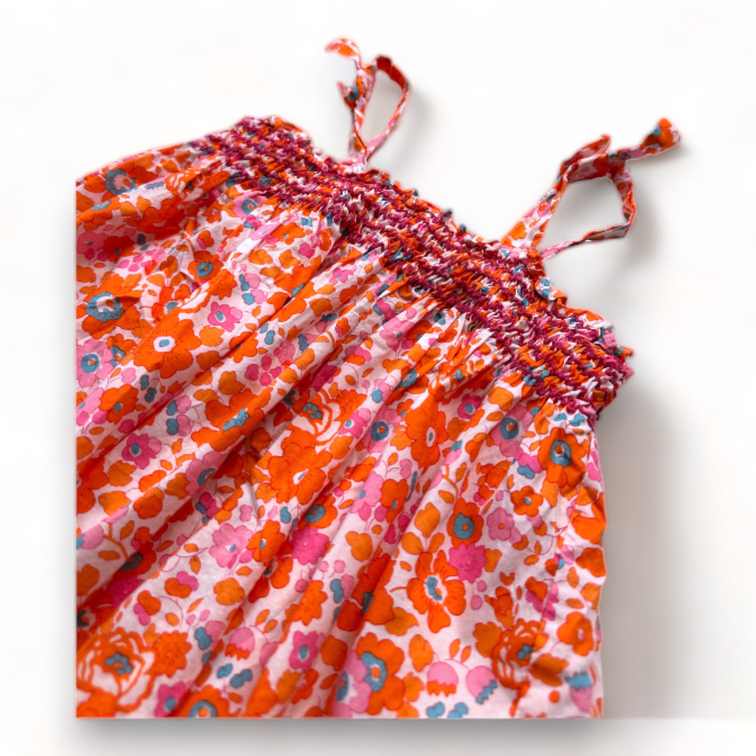 JACADI - Leichtes Kleid mit orangen Blumen - 4 Jahre