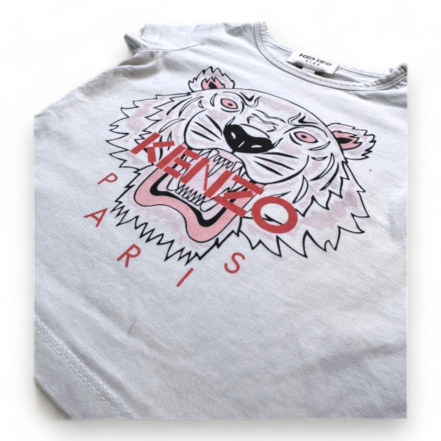 KENZO - T-shirt blanc avec imprimé tigre - 2 ans