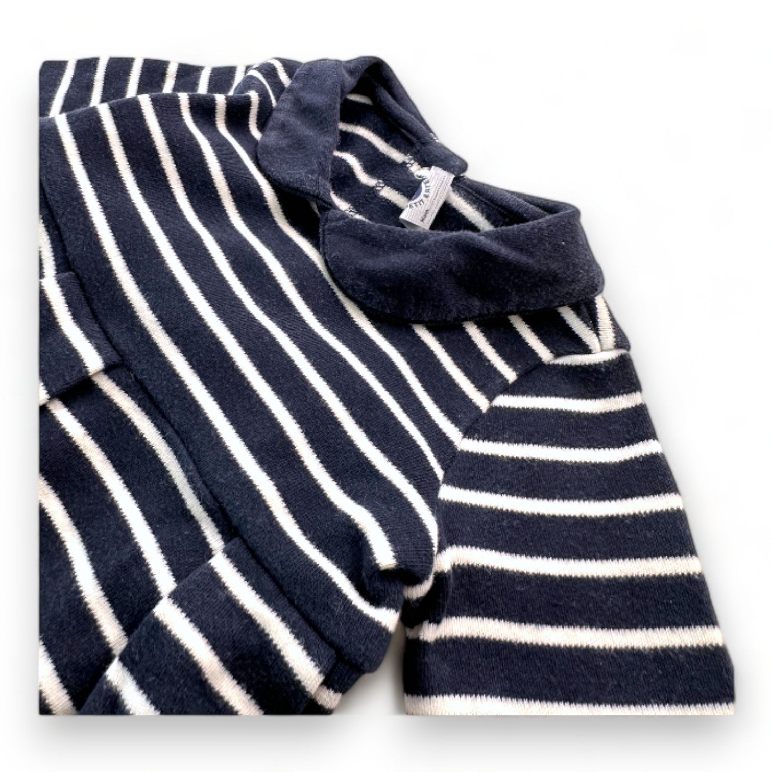 PETIT BATEAU - Robe bleu marine et blanche à rayures - 12 mois