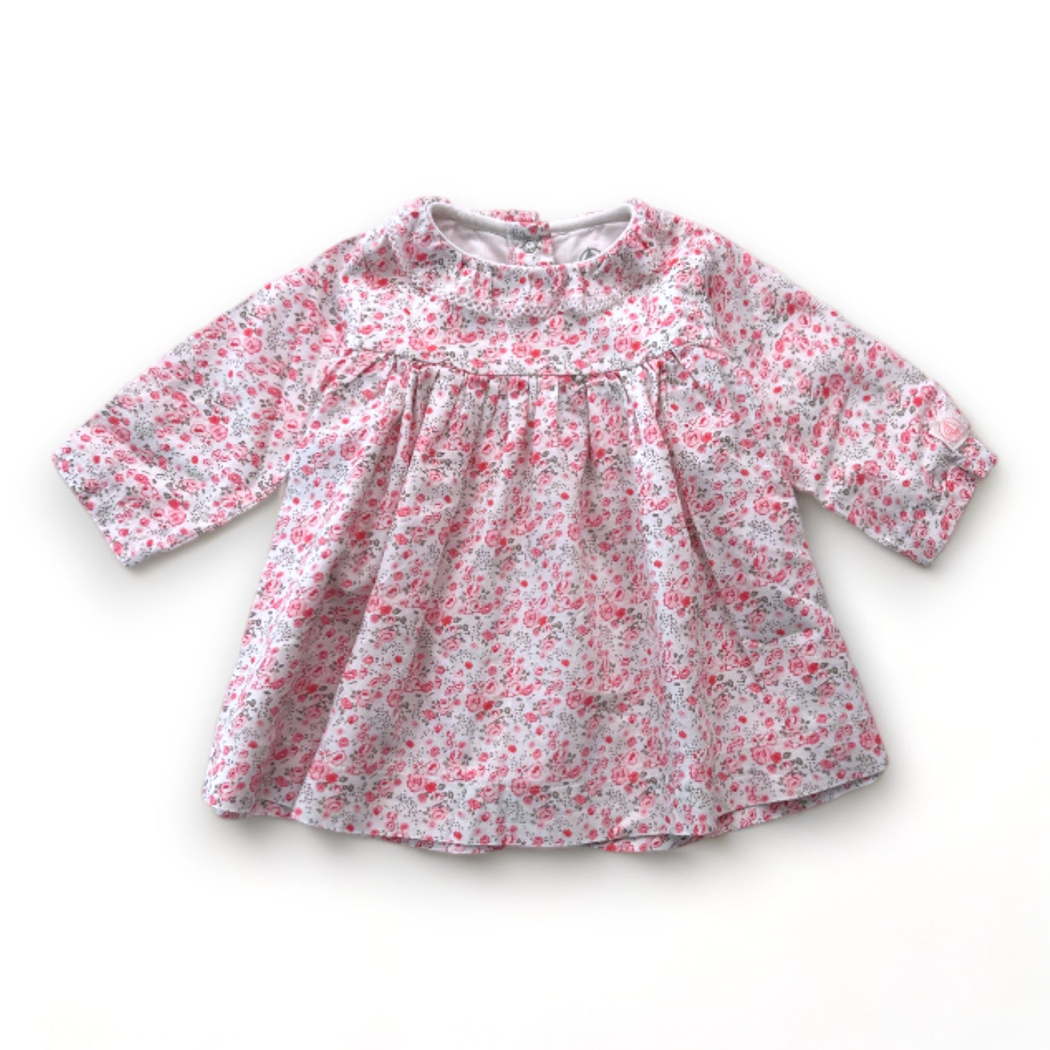 PETIT BATEAU - Weißes Kleid mit rosa Blumen - 6 Monate