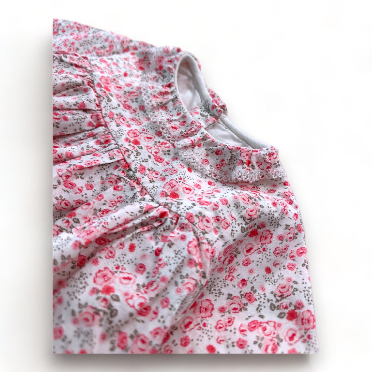 PETIT BATEAU - Weißes Kleid mit rosa Blumen - 6 Monate