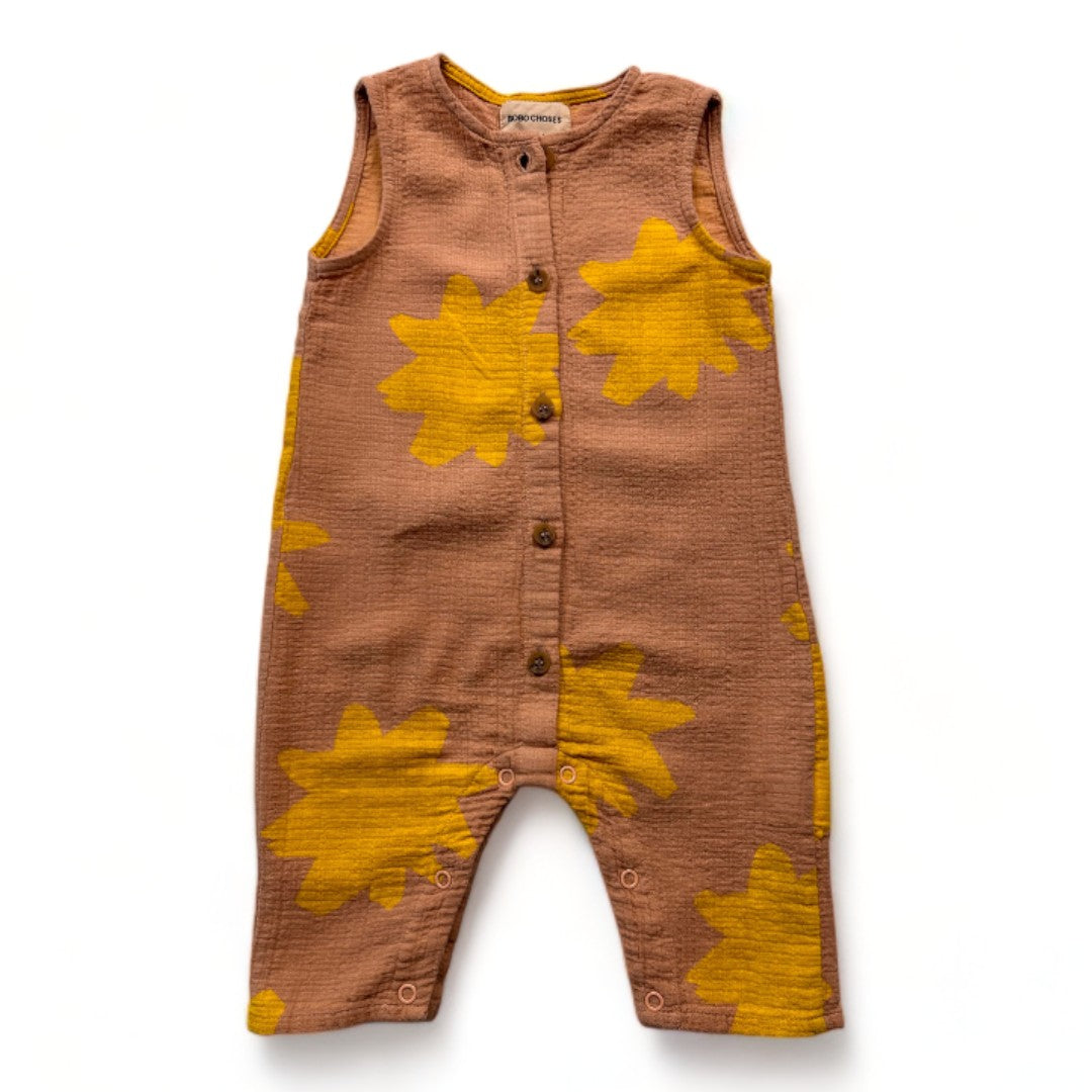 BOBO CHOSES - Combinaison marron avec fleurs jaunes - 3 mois