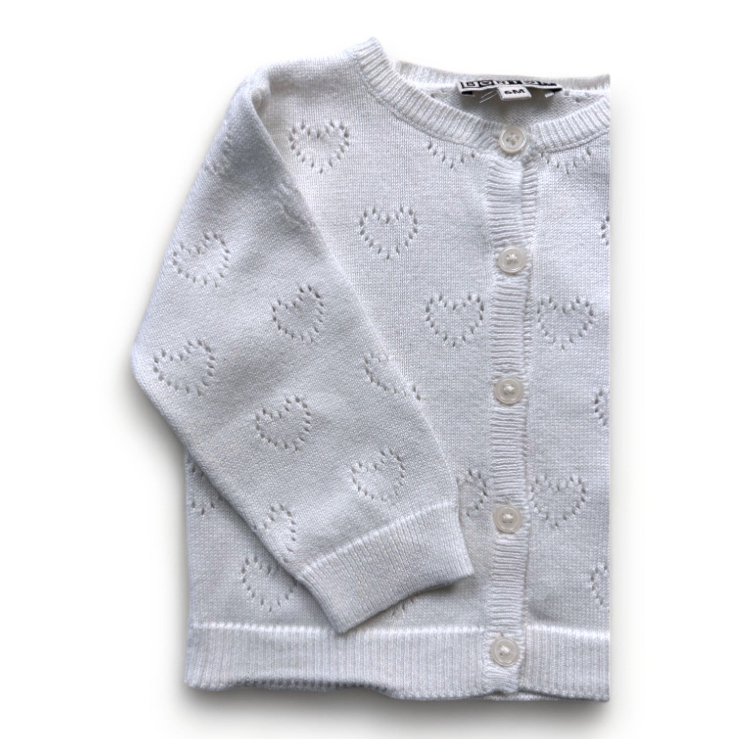 BONTON - Cardigan blanc à coeurs - 6 mois