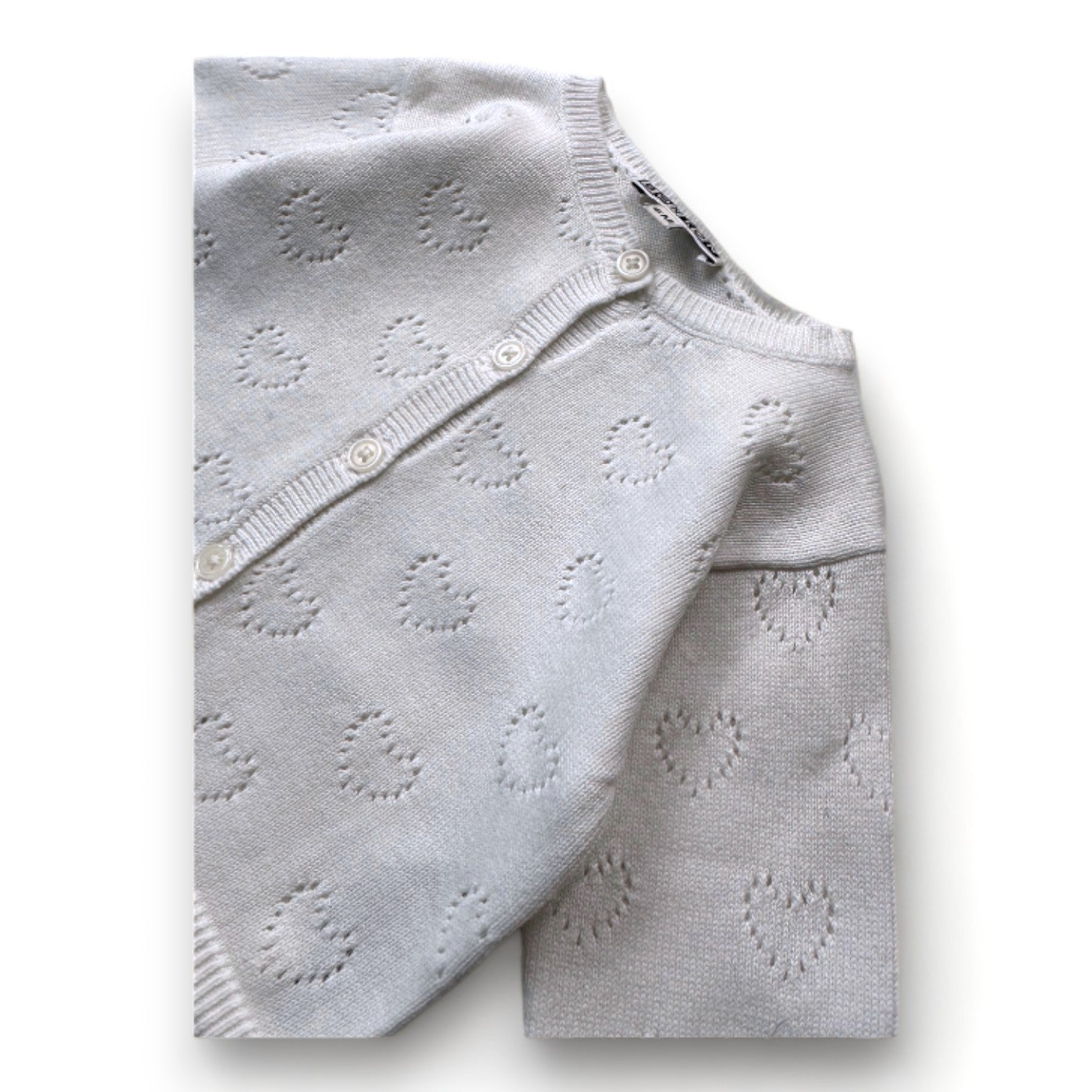 BONTON - White cardigan with hearts - 6 months
