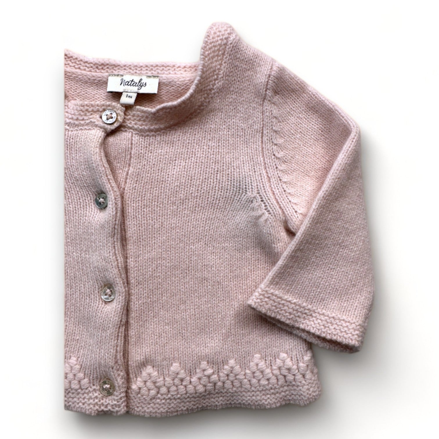 NATALYS - Cardigan rose en laine - 1 mois