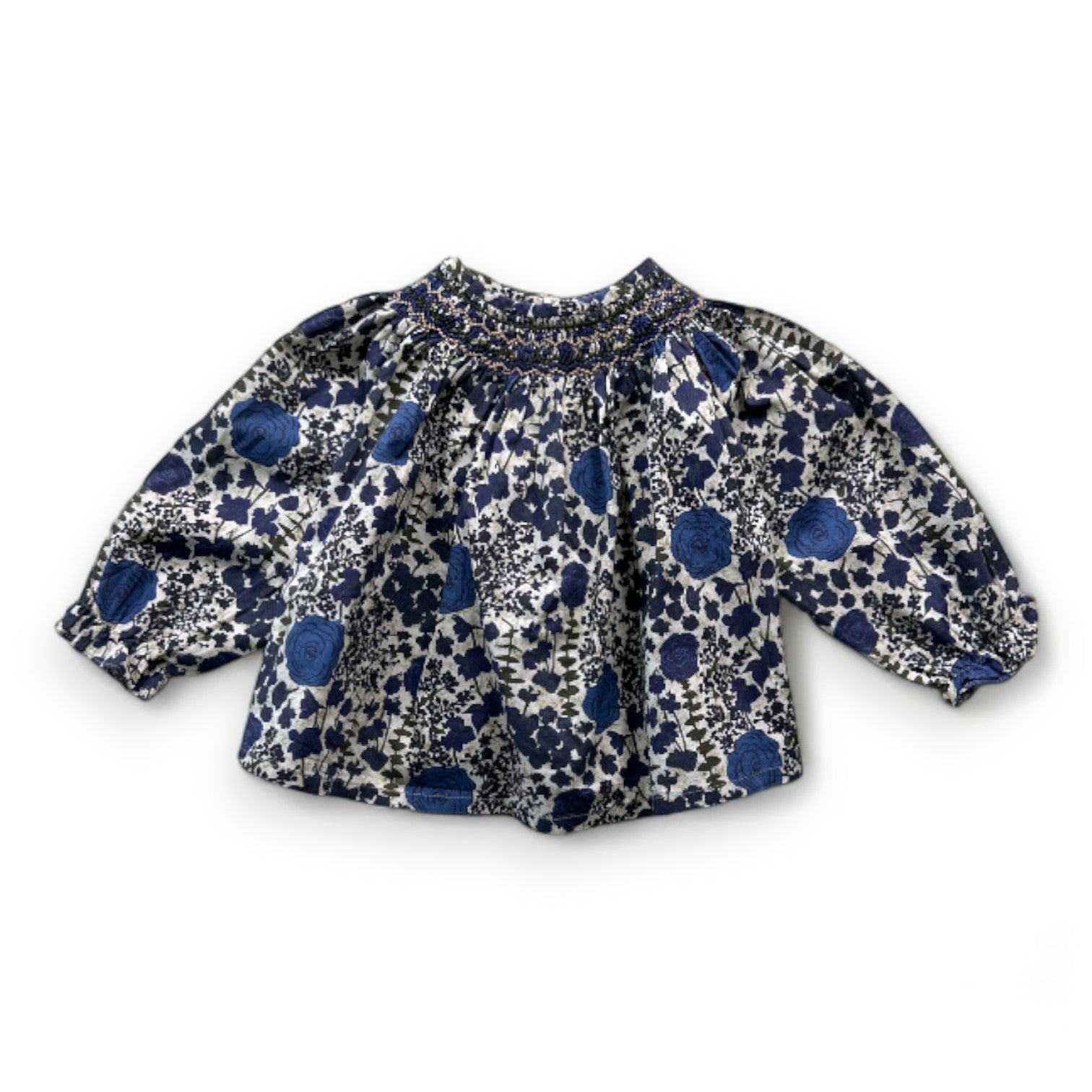 BONPOINT - Blau-grüne Bluse mit Blumenmuster - 3 Monate