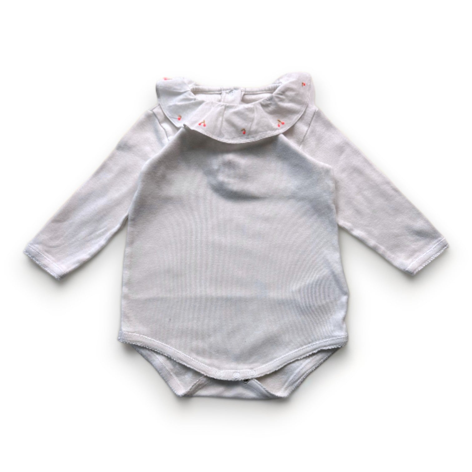 BONPOINT - Weißer Langarm-Body mit Rüschenkragen - 12 Monate