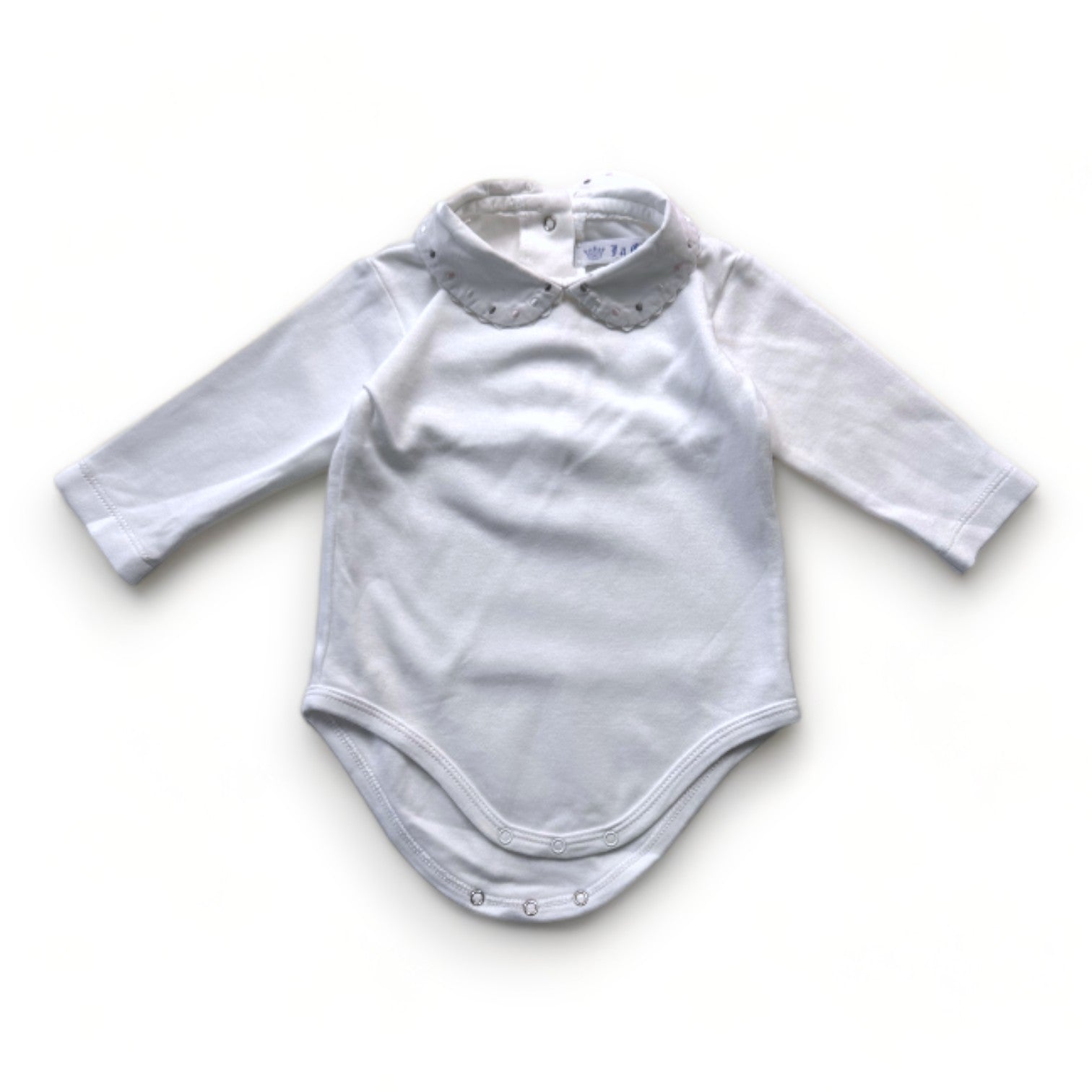LA CHATELAINE - Body blanc à manches longues avec col - 3 mois