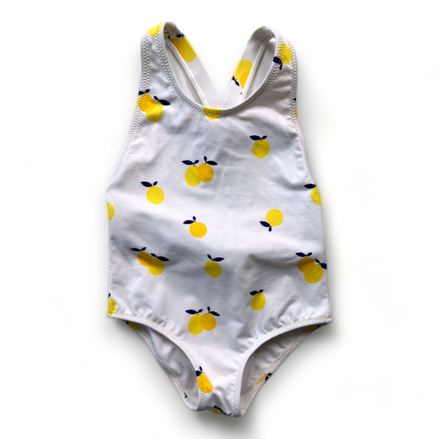 JACADI - Weißer Badeanzug mit Zitronenprint - 12 Monate