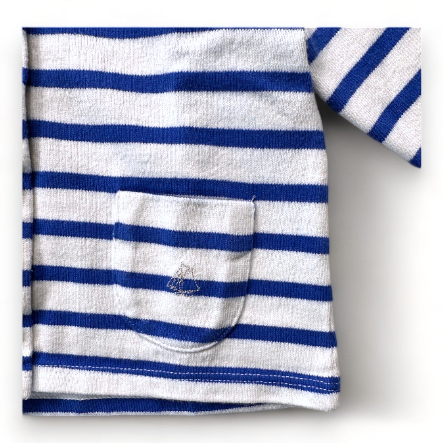 PETIT BATEAU - Blau-weiß gestreifte Strickjacke - 12 Monate