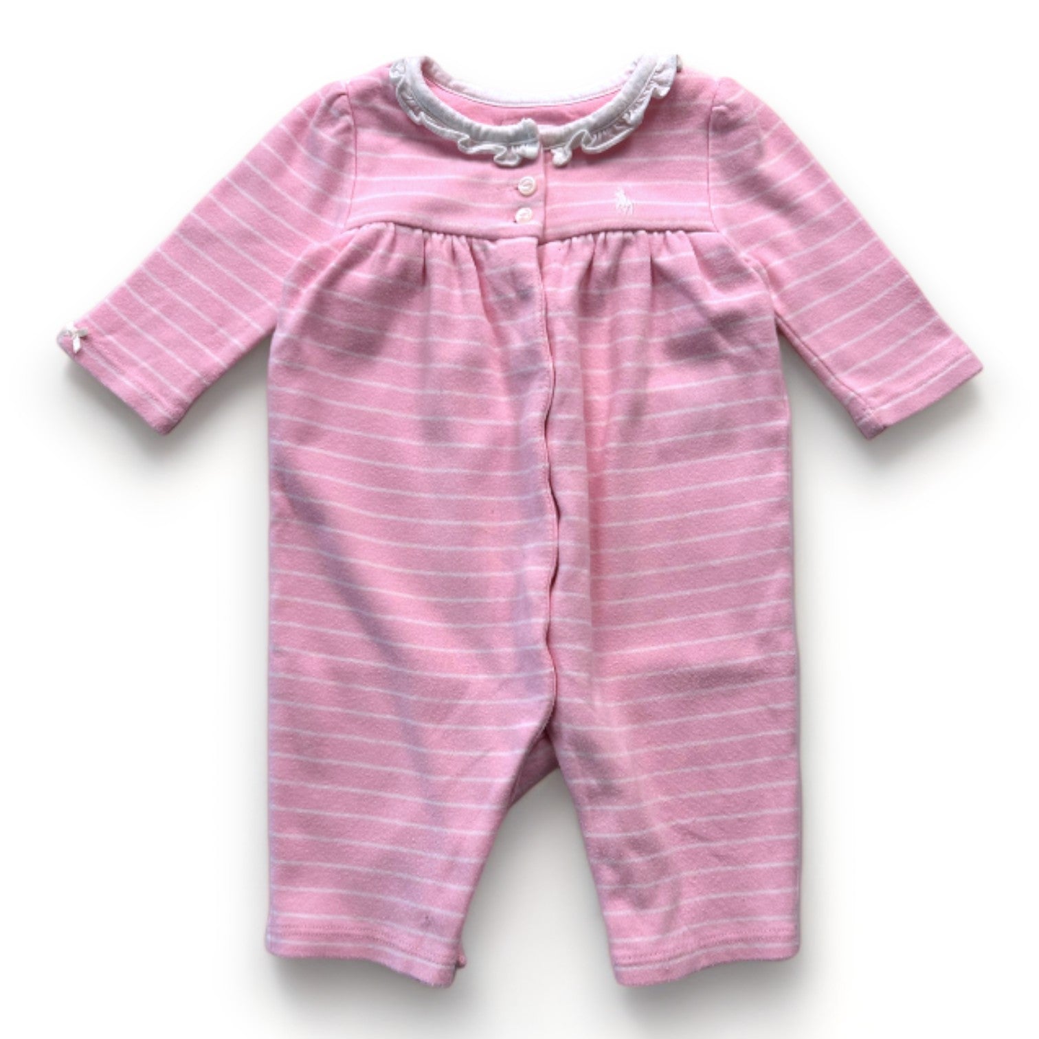 RALPH LAUREN - Rosa-weiß gestreifter Overall - 3 Monate
