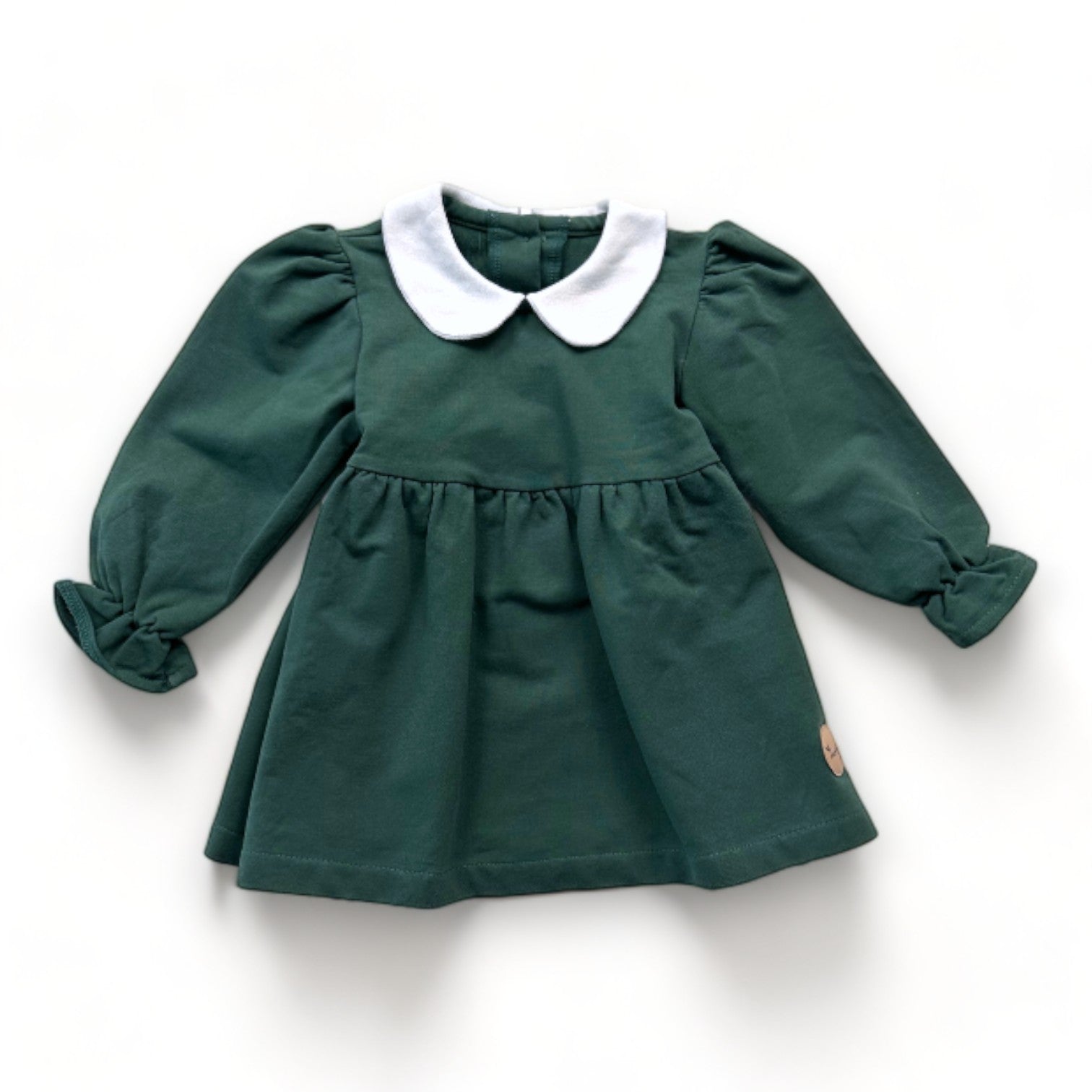 DRESSUPBABY - Grünes Kleid mit weißem Kragen - 18 Monate