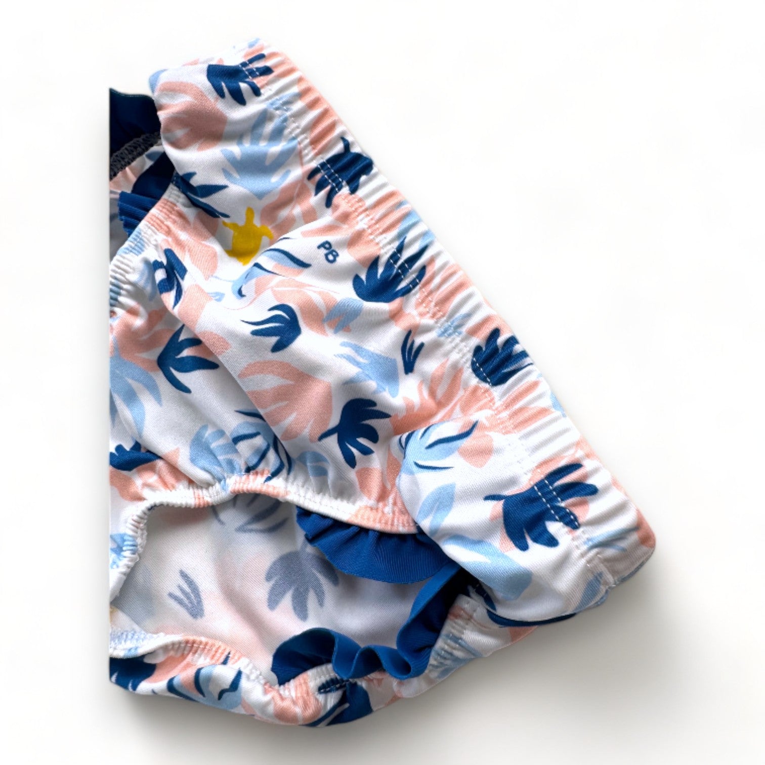 PETIT BATEAU - Weiße Badehose mit blauen und rosa Aufdrucken - 6 Monate