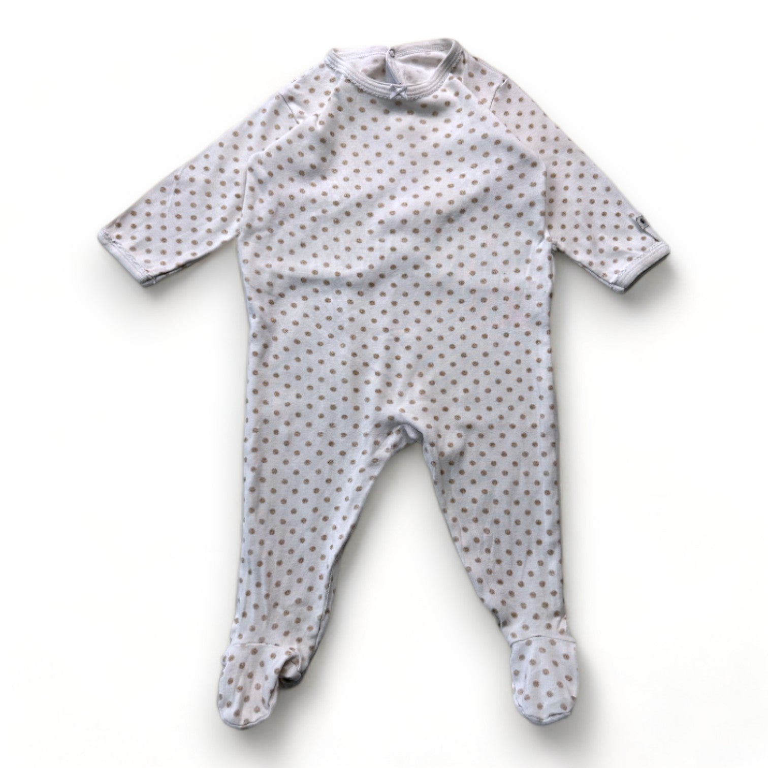 PETIT BATEAU - Weißer Pyjama mit goldenen Punkten - 12 Monate