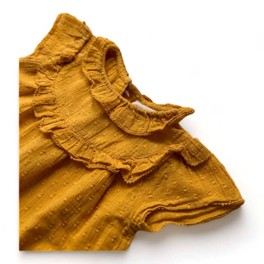 LOUIS LOUISE - Gelbe Bluse mit gestickten Punkten - 12 Monate