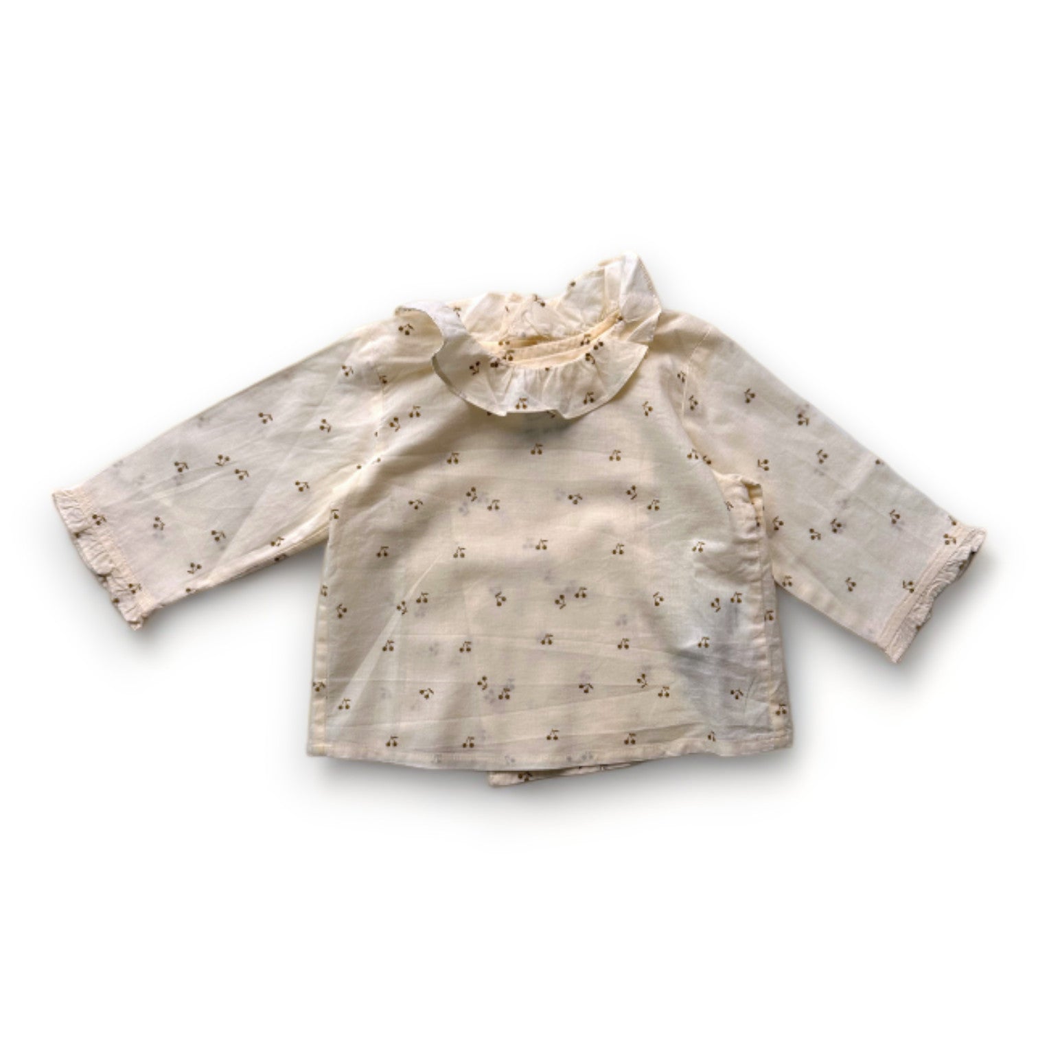 BONPOINT - Cremefarbene Bluse mit Kirschen-Print - 3 Monate