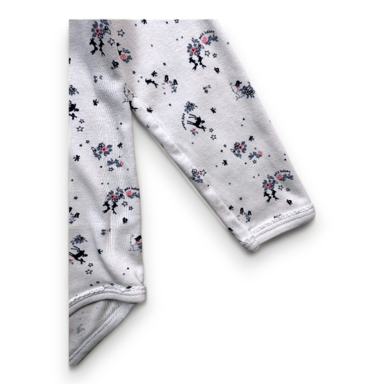 PETIT BATEAU - Weißer Langarm-Body mit Aufdrucken - 2 Jahre