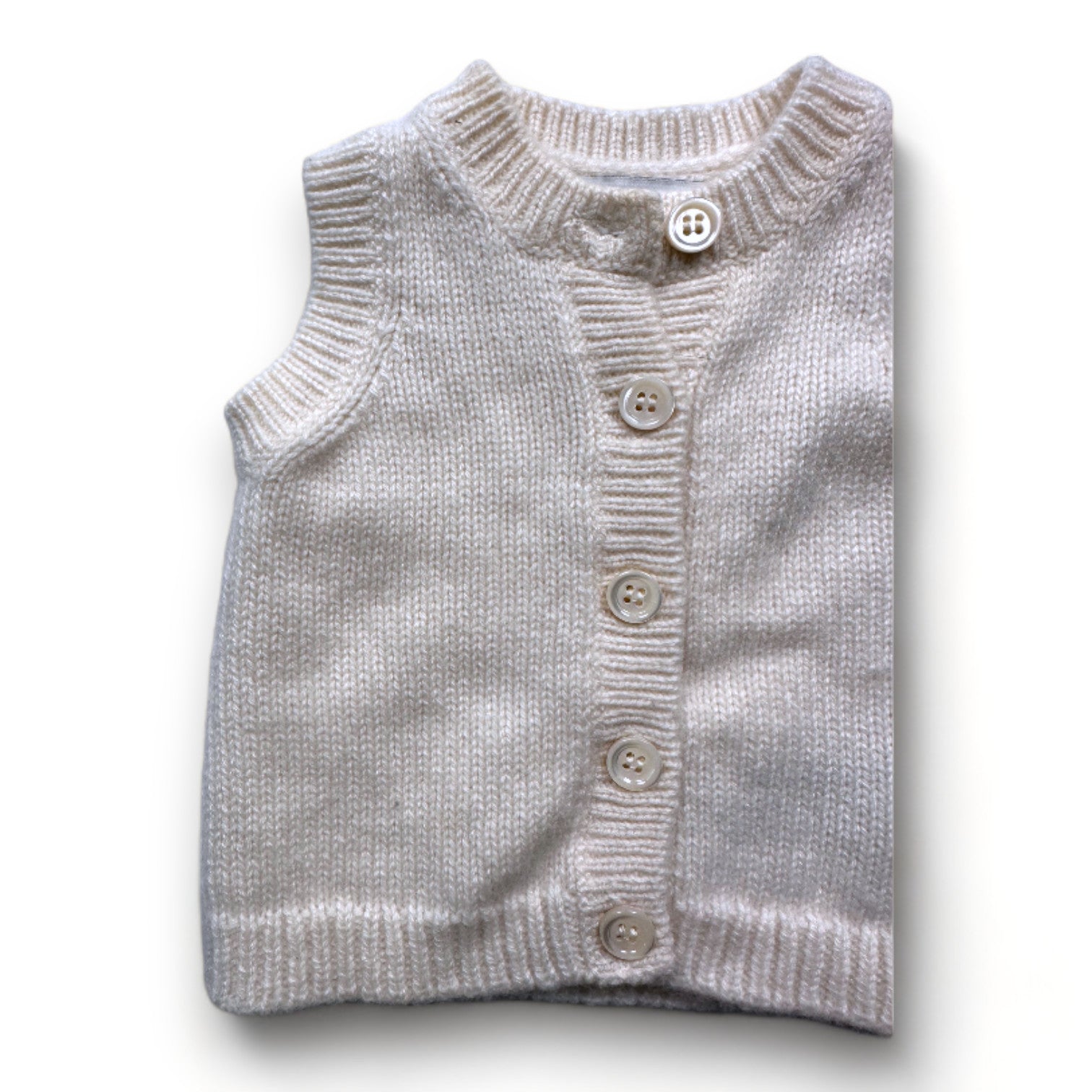 ERIC BOMPARD - Cremefarbene ärmellose Kaschmir-Strickjacke - 3 Monate