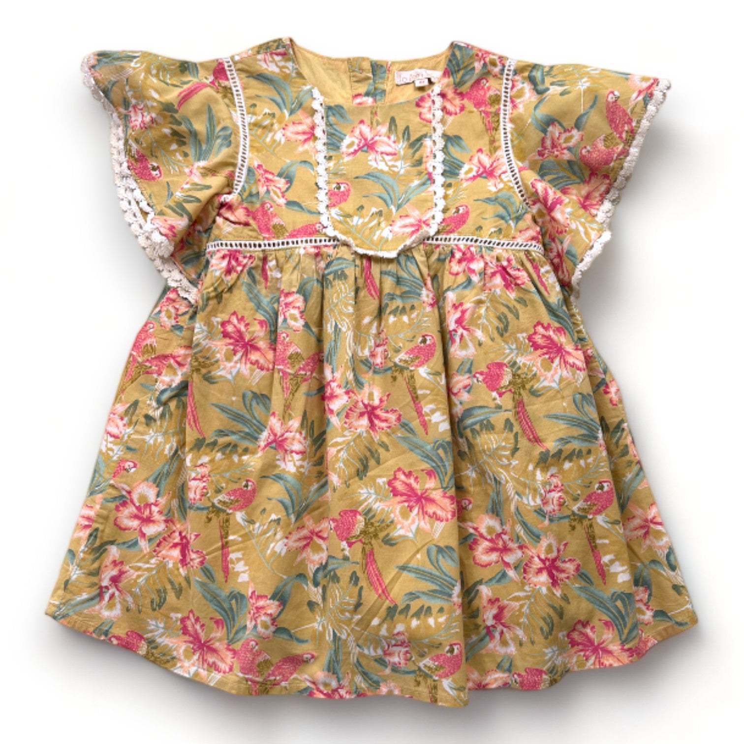 LOUISE MISHA - Gelbes Blumenkleid mit Spitze - 4 Jahre