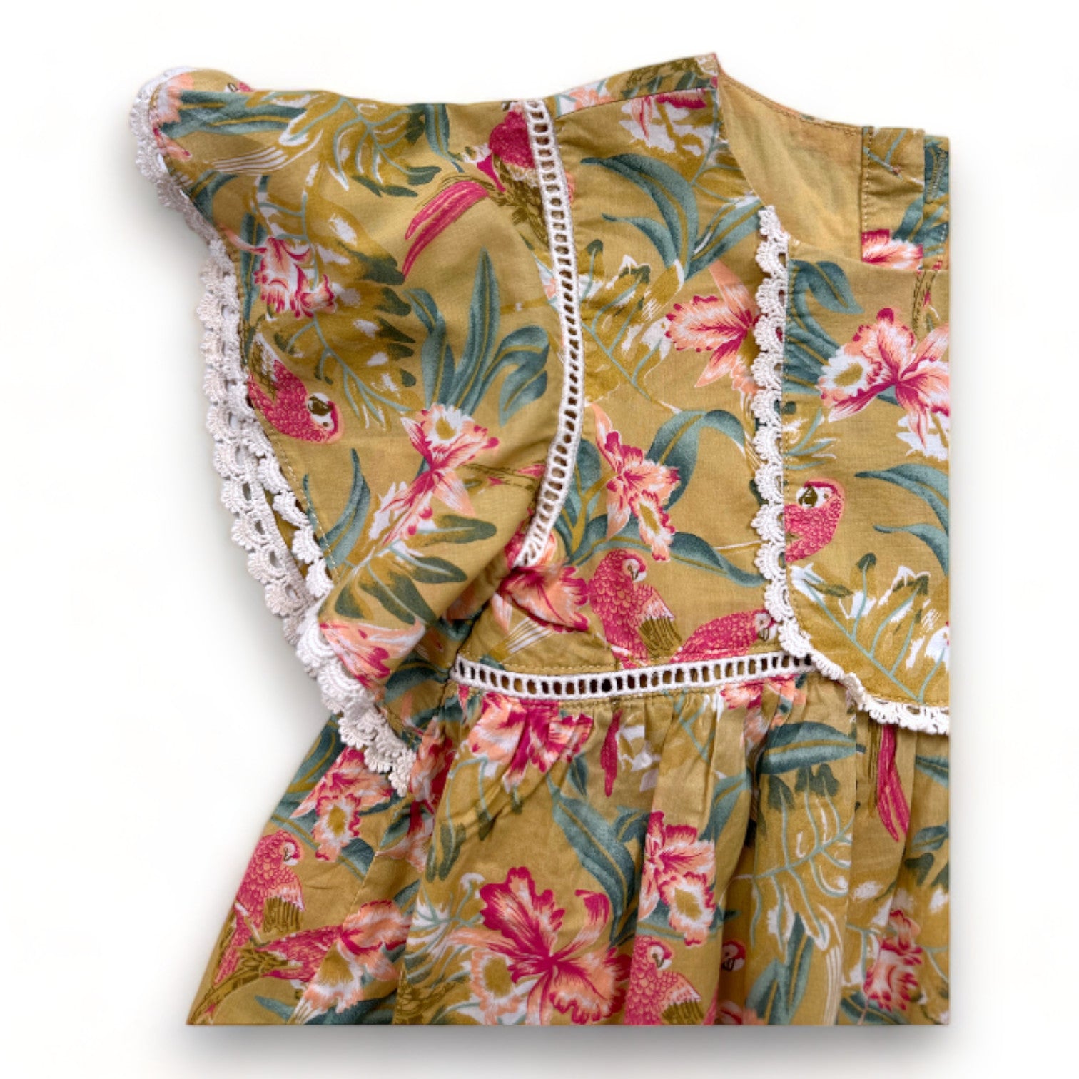 LOUISE MISHA - Gelbes Blumenkleid mit Spitze - 4 Jahre