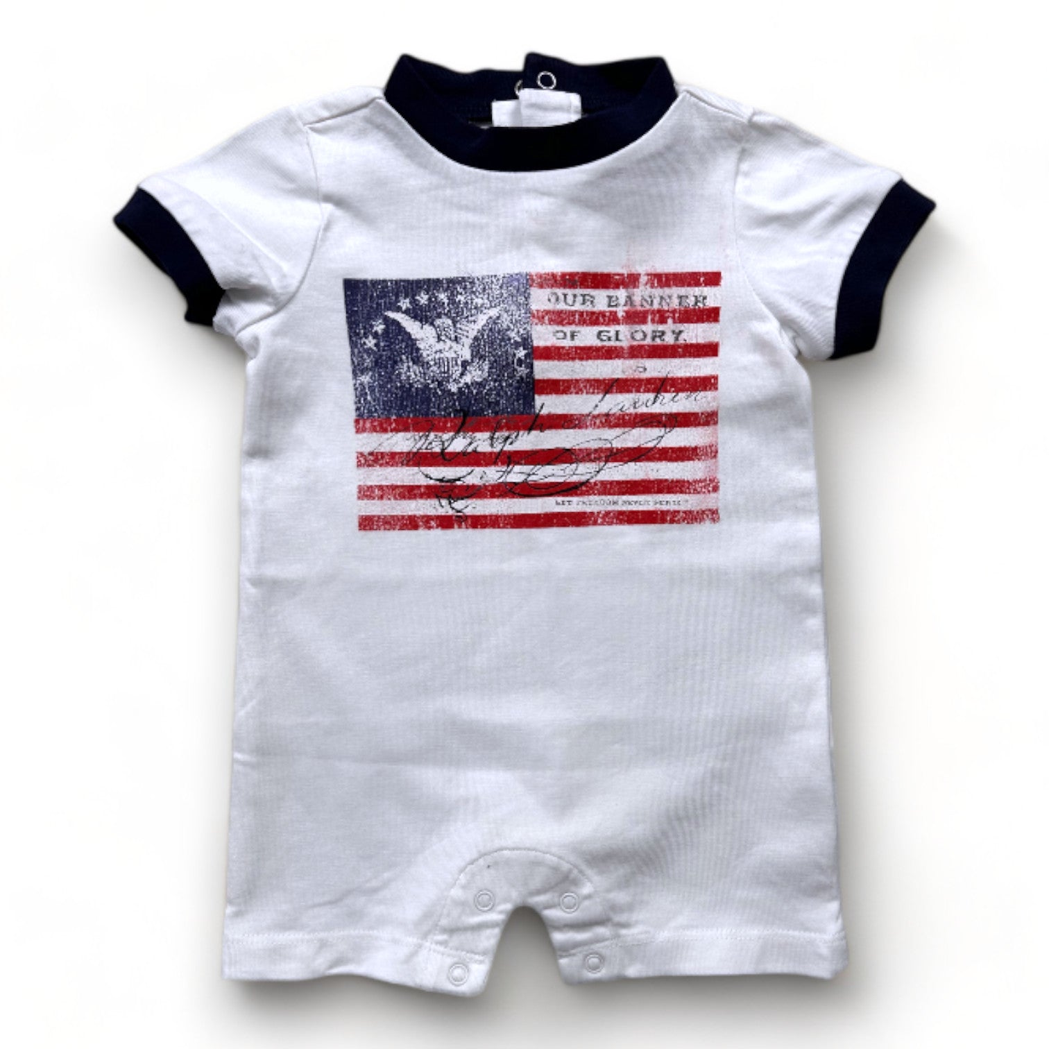 RALPH LAUREN - Weißer und blauer Jumpsuit mit Print - 3 Monate