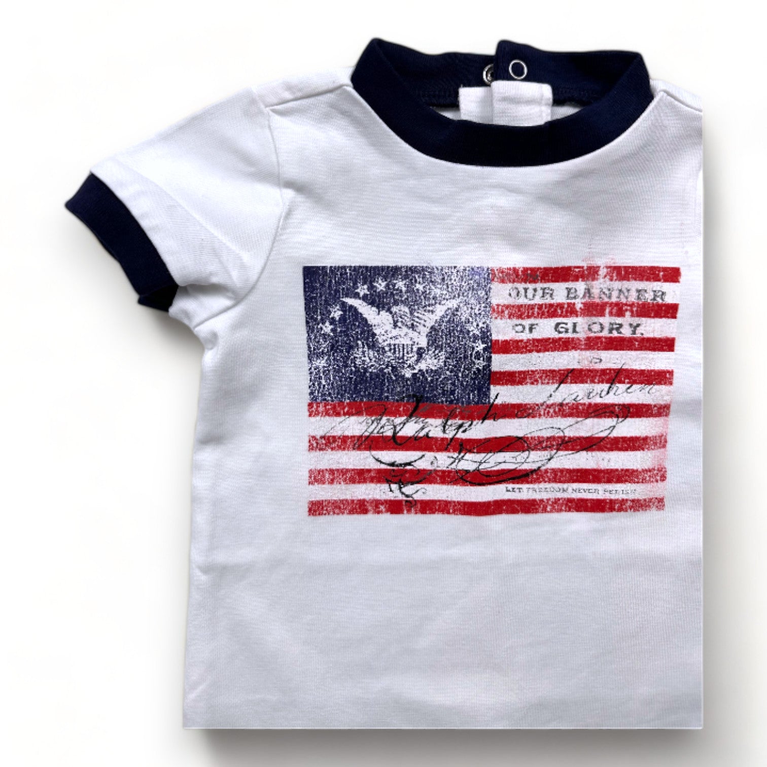 RALPH LAUREN - Weißer und blauer Jumpsuit mit Print - 3 Monate