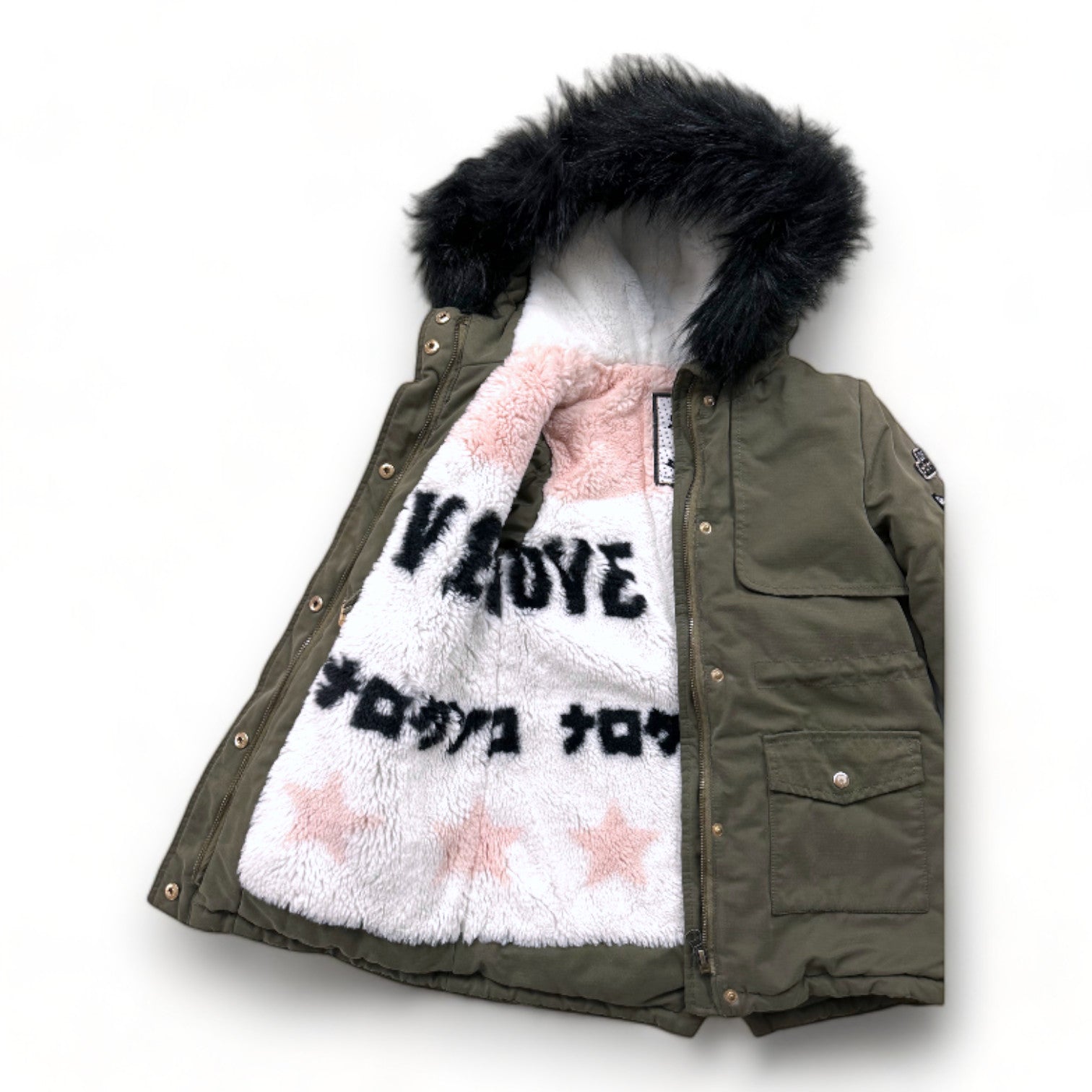 IKKS - Khakifarbener Parka mit Pelzfutter - 6 Jahre