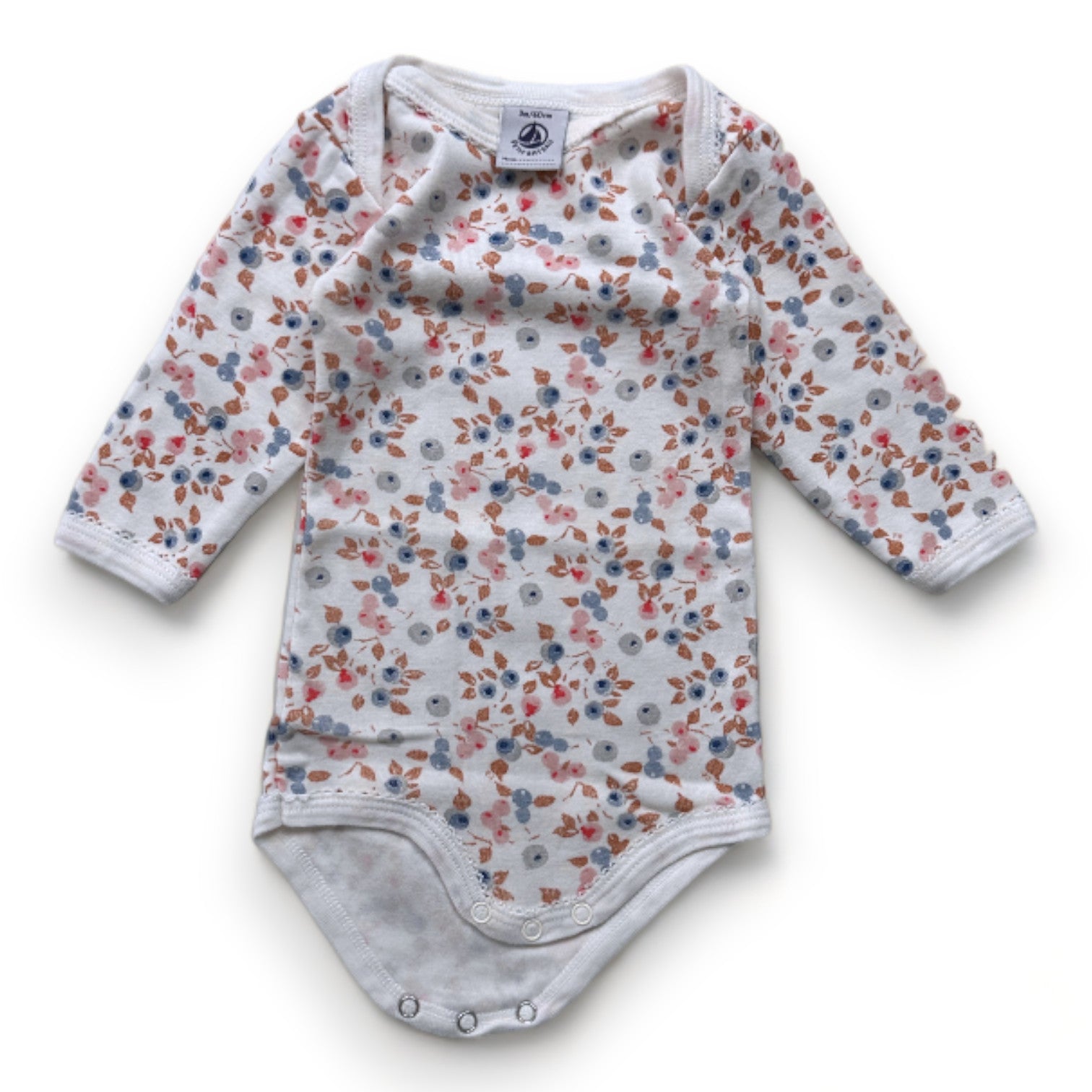 PETIT BATEAU - Weißer Body mit Blumendruck - 3 Monate