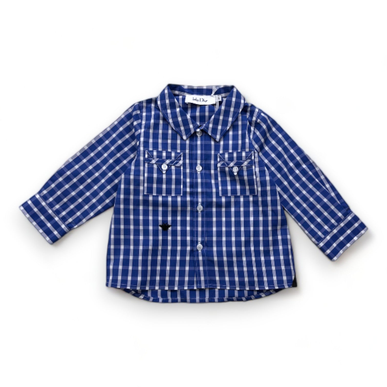 BABY DIOR – Neues blau-weiß kariertes Hemd – 9 Monate