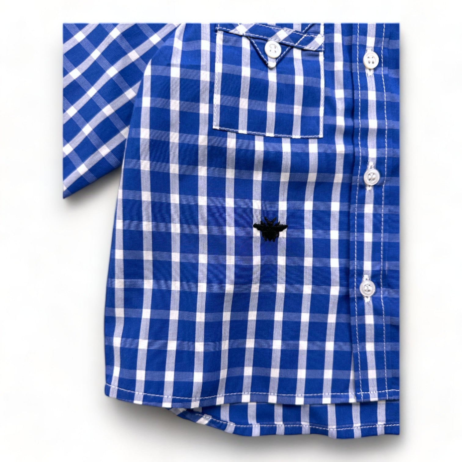 BABY DIOR – Neues blau-weiß kariertes Hemd – 9 Monate