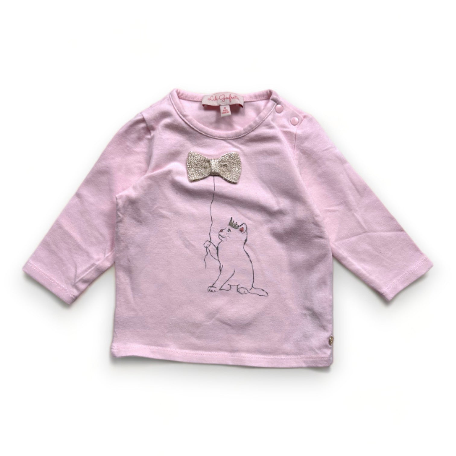 LILI GAUFRETTE - Rosa Langarm-T-Shirt mit Katzen-Print - 6 Monate