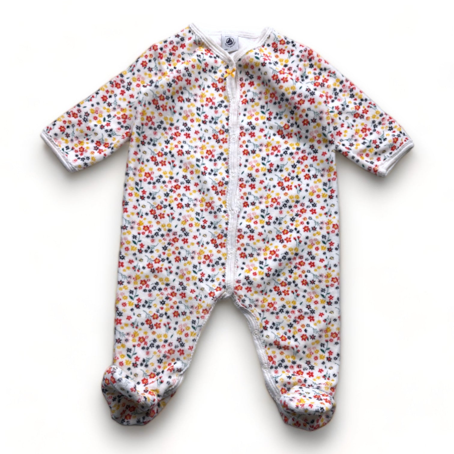 PETIT BATEAU - Weißer Pyjama mit Blumenmuster - 6 Monate