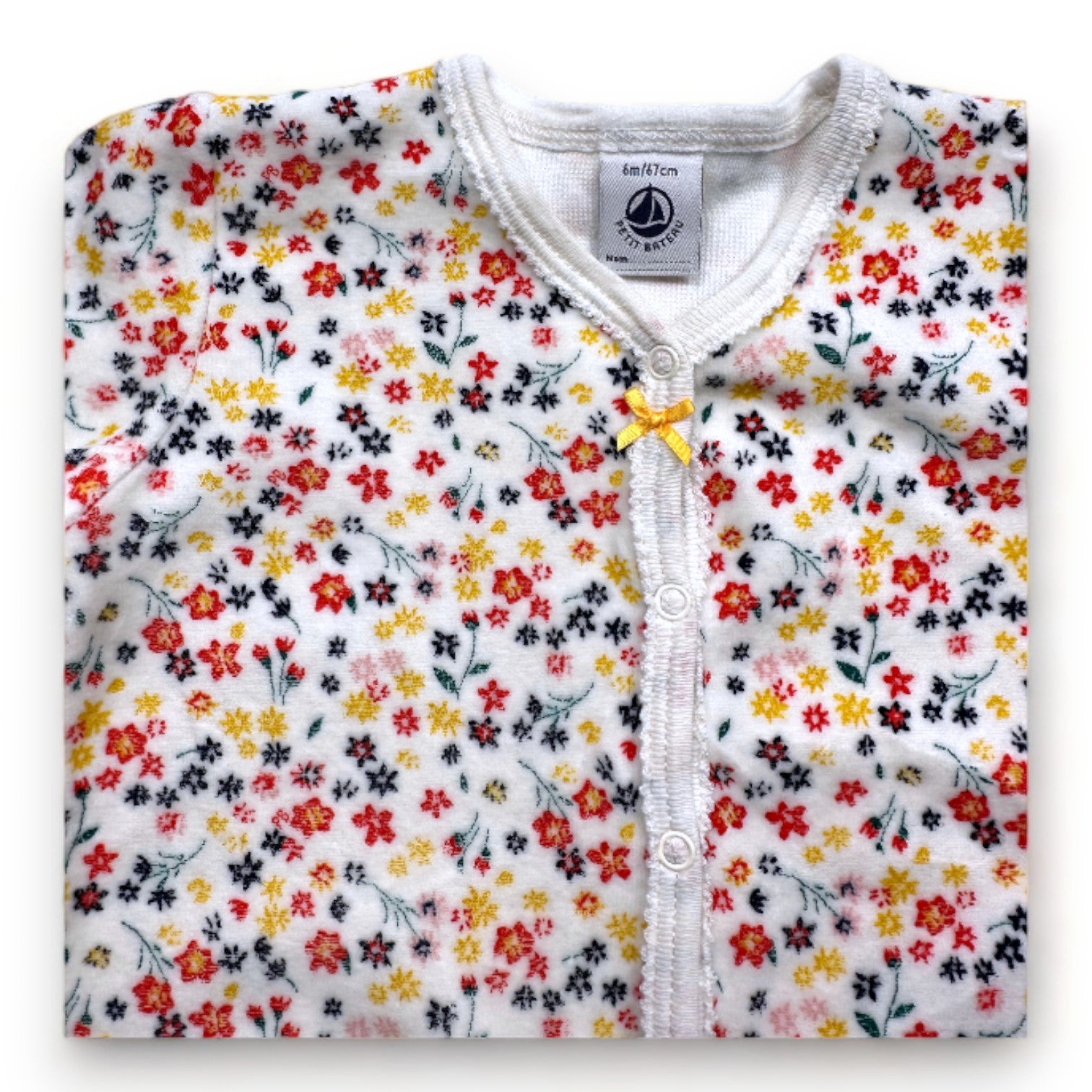 PETIT BATEAU - Weißer Pyjama mit Blumenmuster - 6 Monate