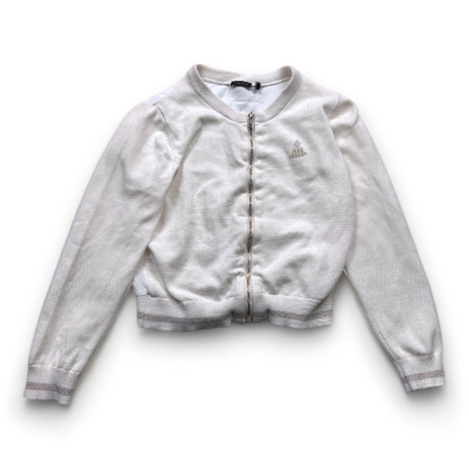 IKKS - Weiße Strickjacke mit Reißverschluss und Mustern auf der Rückseite - 8 Jahre