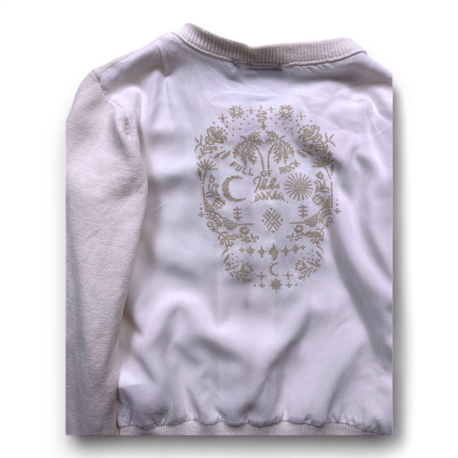 IKKS - Weiße Strickjacke mit Reißverschluss und Mustern auf der Rückseite - 8 Jahre