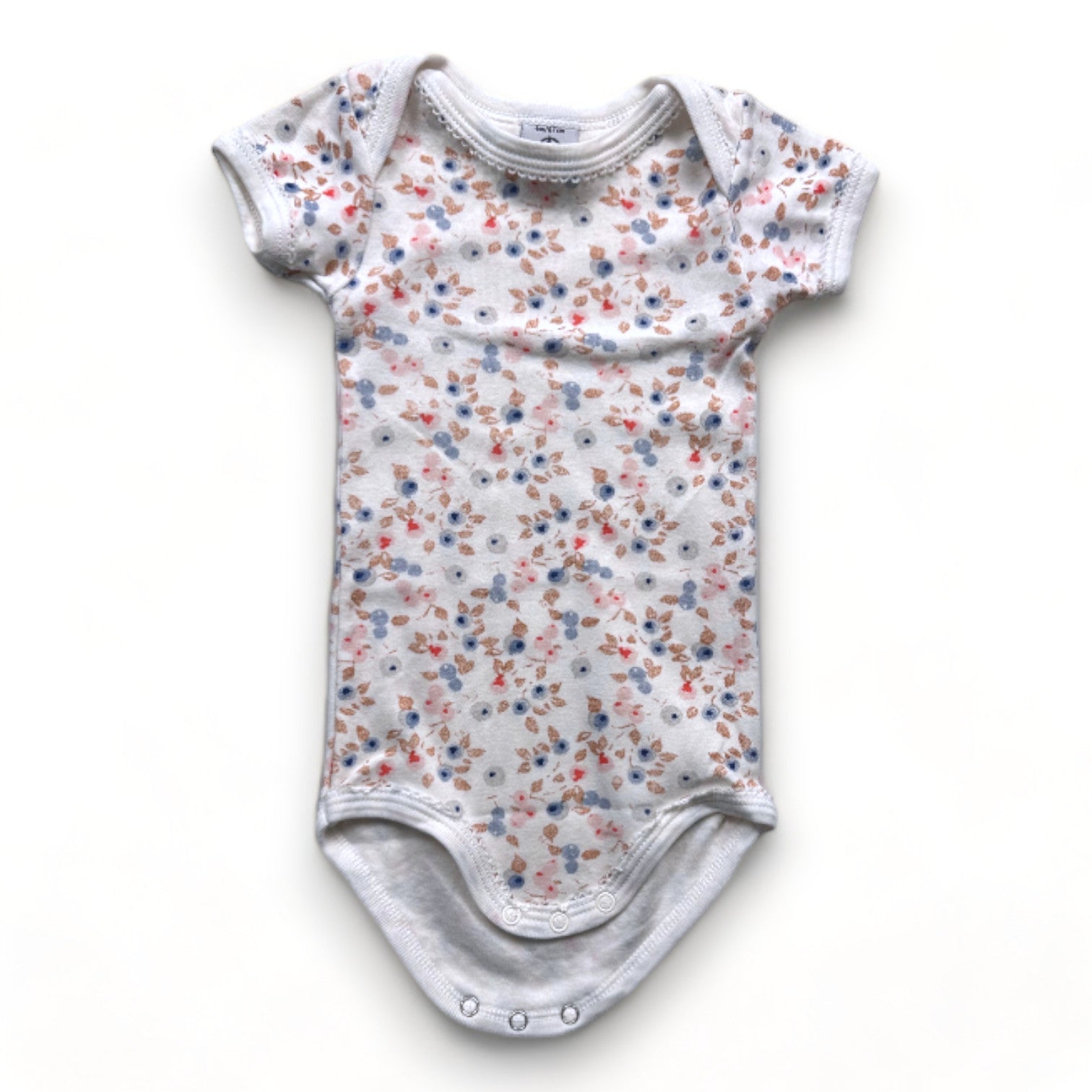 PETIT BATEAU - Weißer Body mit Blaubeer-Print - 6 Monate