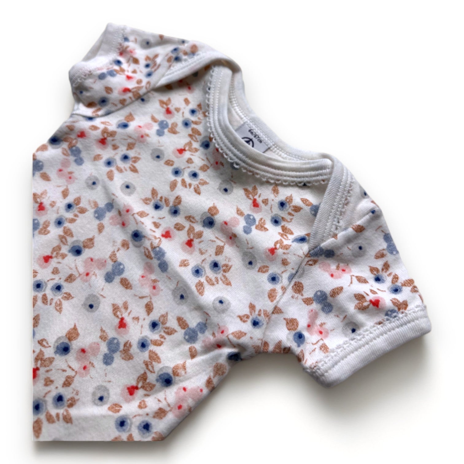 PETIT BATEAU - Weißer Body mit Blaubeer-Print - 6 Monate