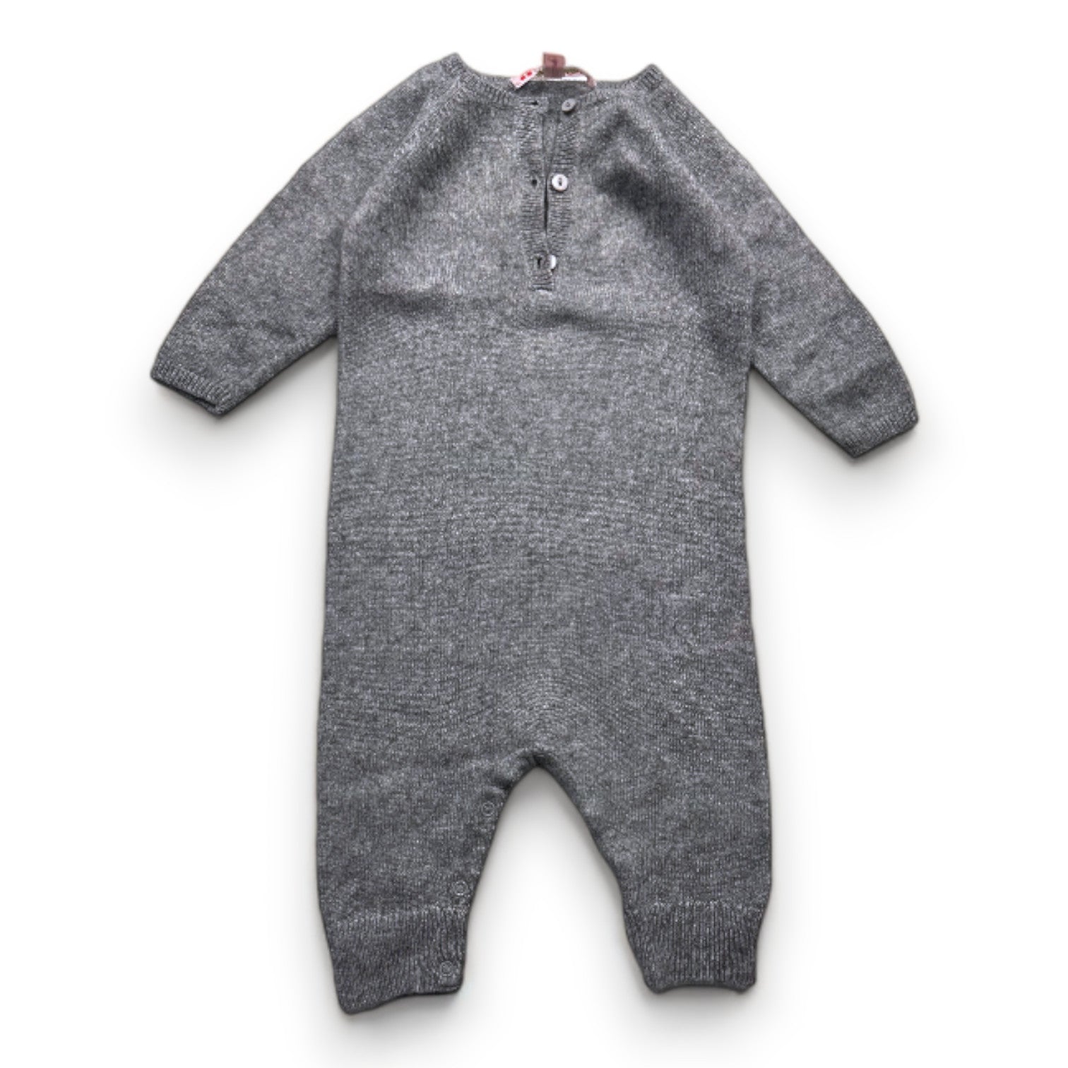 BONPOINT - Grauer Kaschmir-Overall - 6 Monate