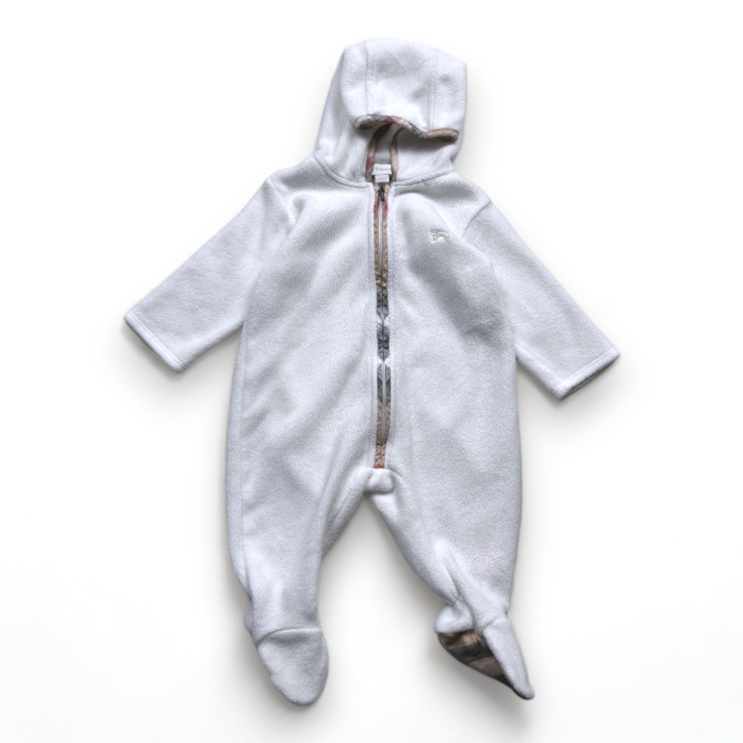 BURBERRY - Weißer Fleece-Jumpsuit - 6 Monate
