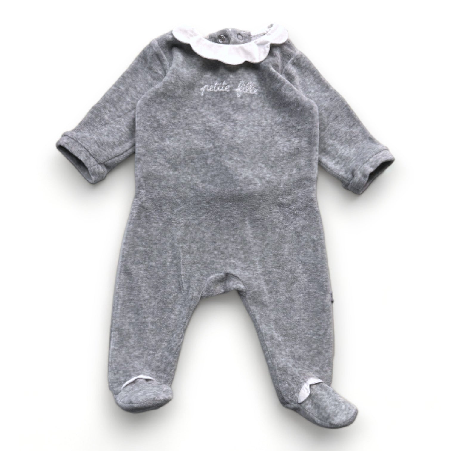 JACADI - Grauer Pyjama mit weißem Kragen - 12 Monate