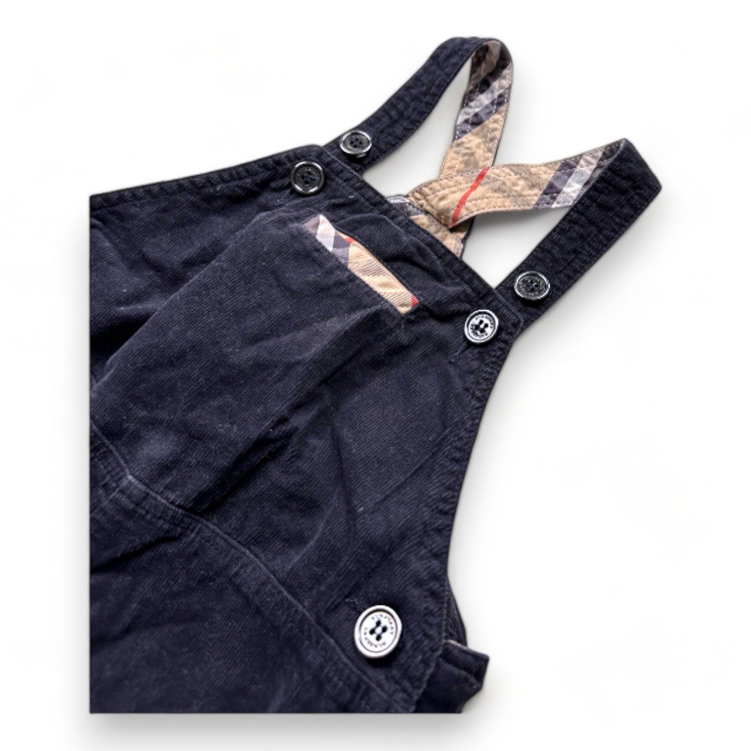 BURBERRY - Schwarzer Samt-Overall - 12 Monate