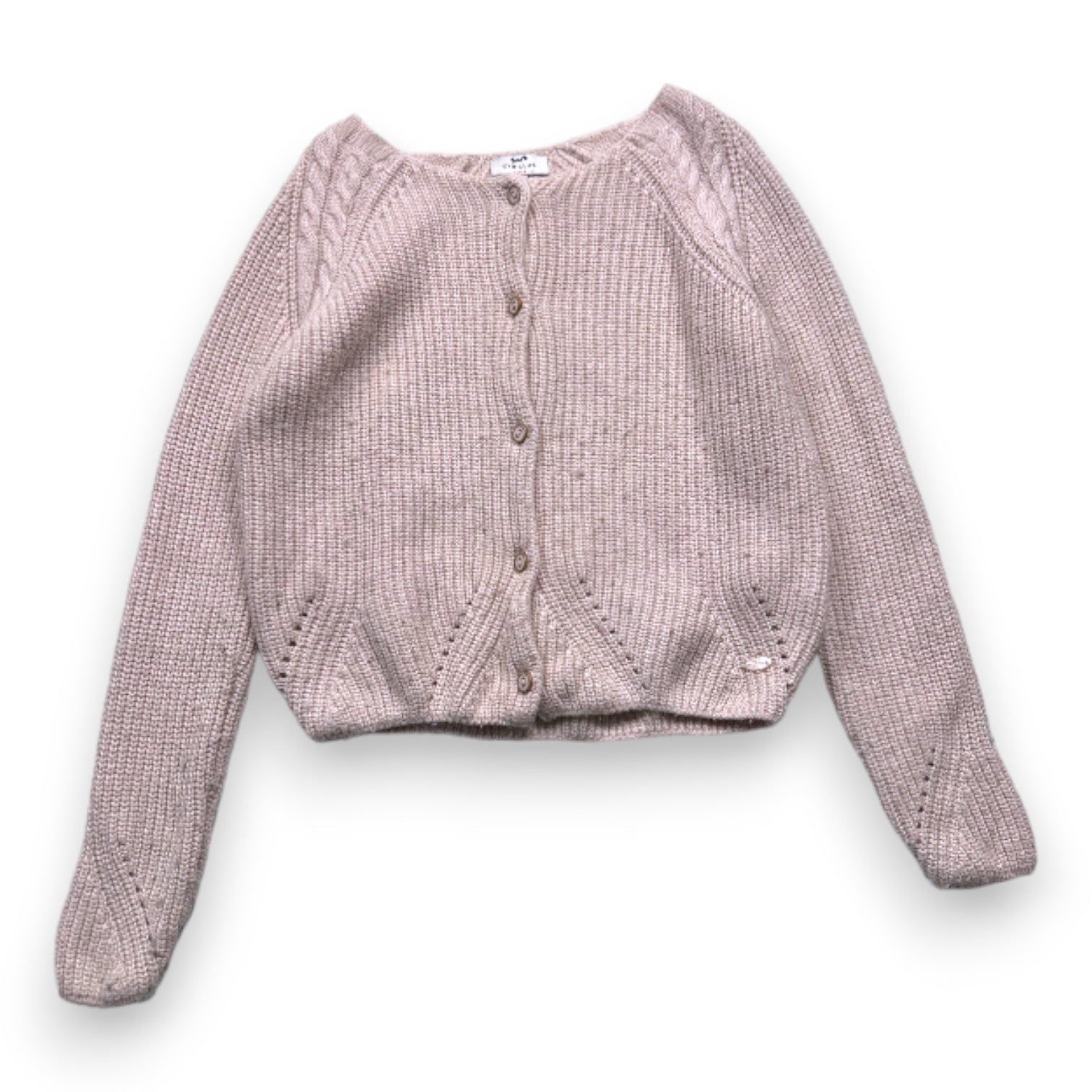 CYRILLUS - Cardigan rose à paillettes en maille - 10 ans
