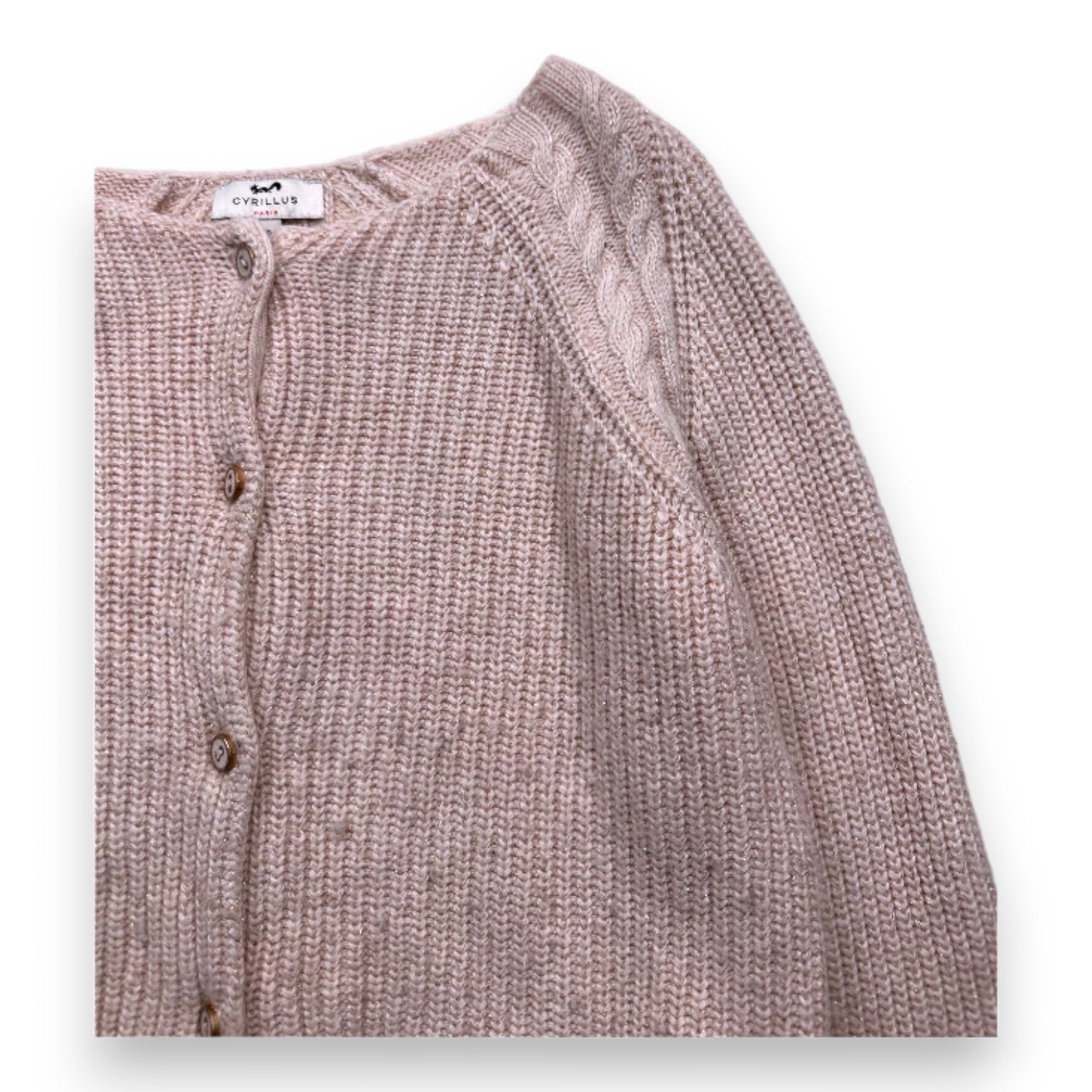 CYRILLUS - Cardigan rose à paillettes en maille - 10 ans