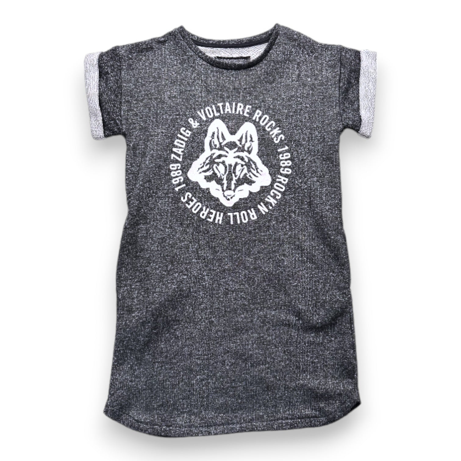 ZADIG & VOLTAIRE - Robe grise avec imprimé loup - 8 ans