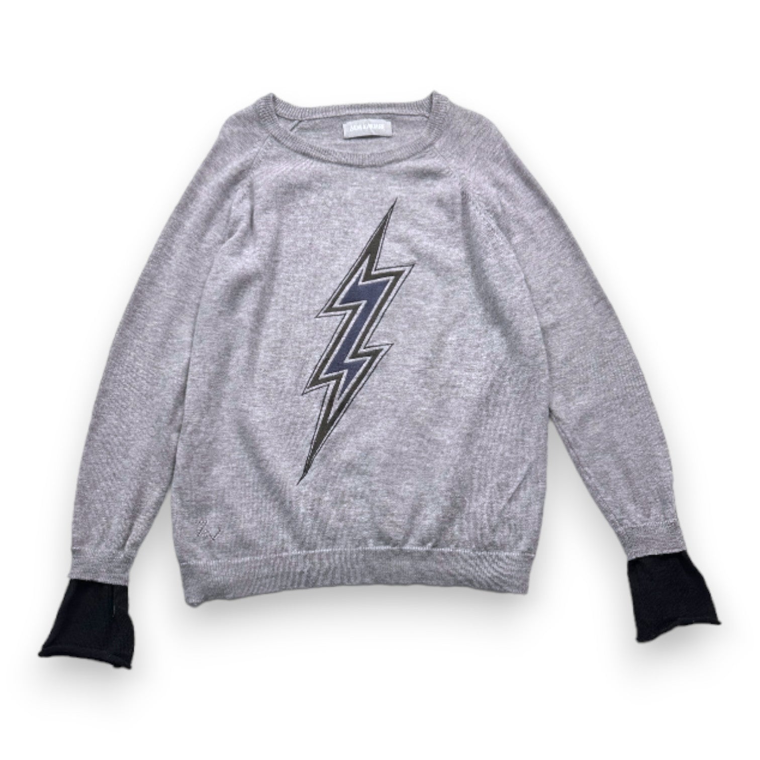 ZADIG & VOLTAIRE - Grey wool sweater with lightning print - 10 years