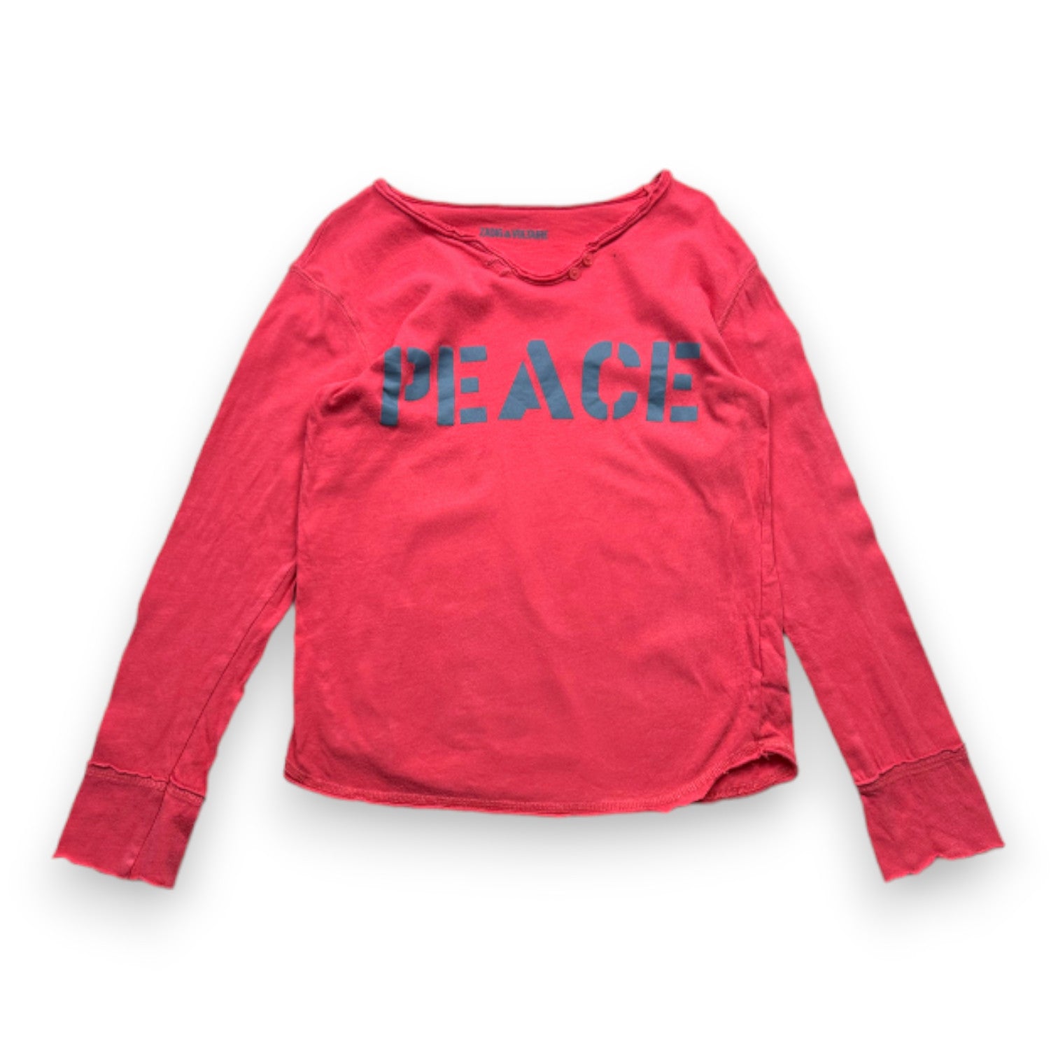 ZADIG & VOLTAIRE - Pink long-sleeved T-shirt with "Peace" print - 10 years