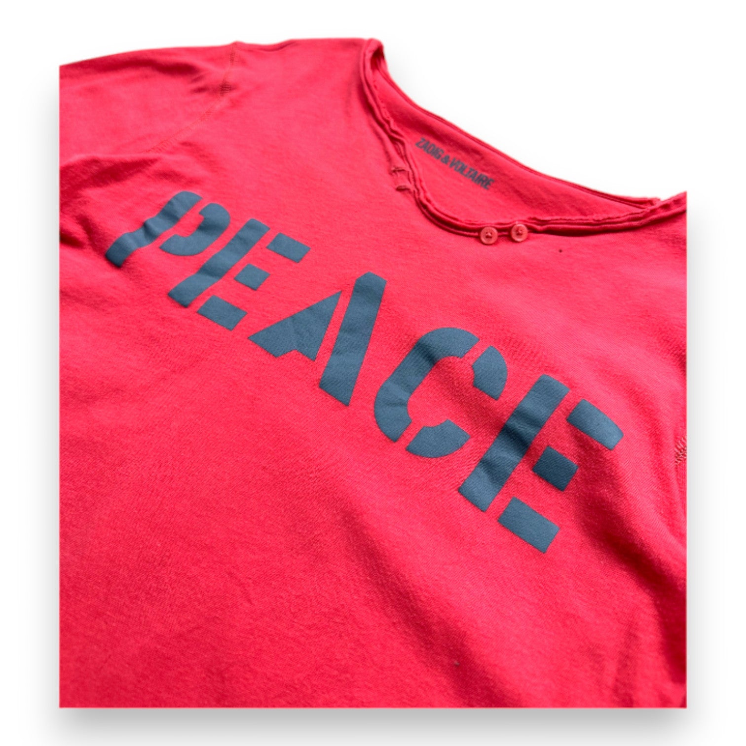 ZADIG & VOLTAIRE - Pink long-sleeved T-shirt with "Peace" print - 10 years