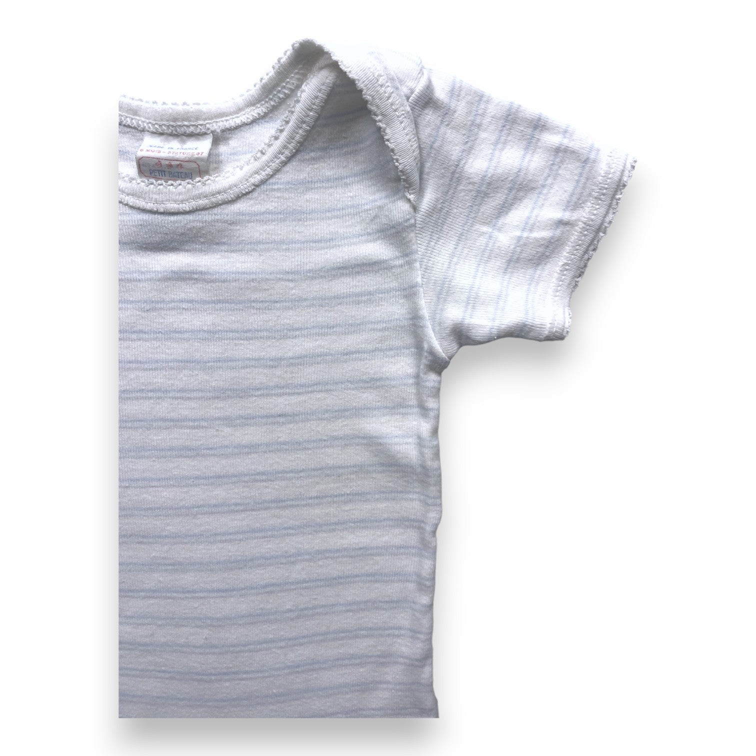 PETIT BATEAU - White striped bodysuit - 6 months