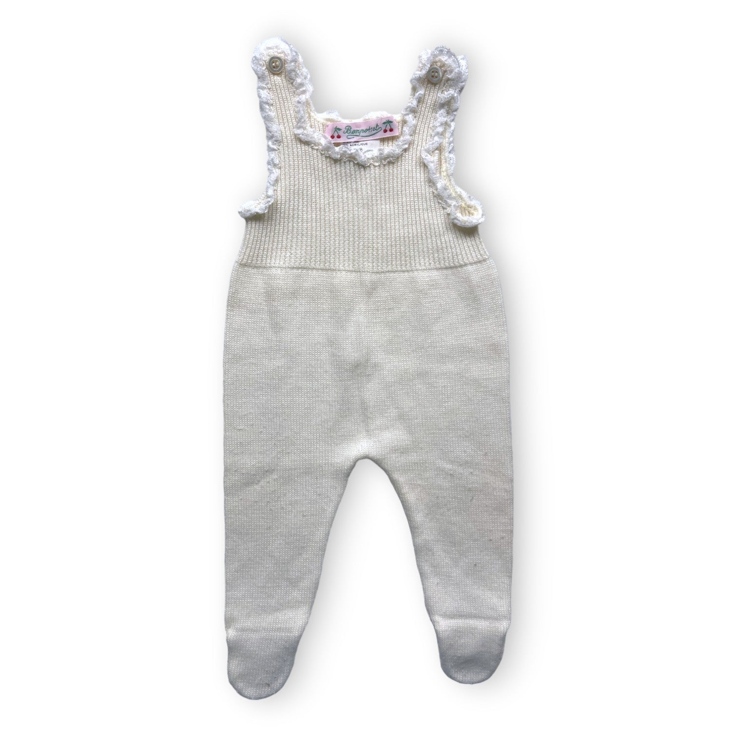 BONPOINT - Beige wool overalls - 3 months