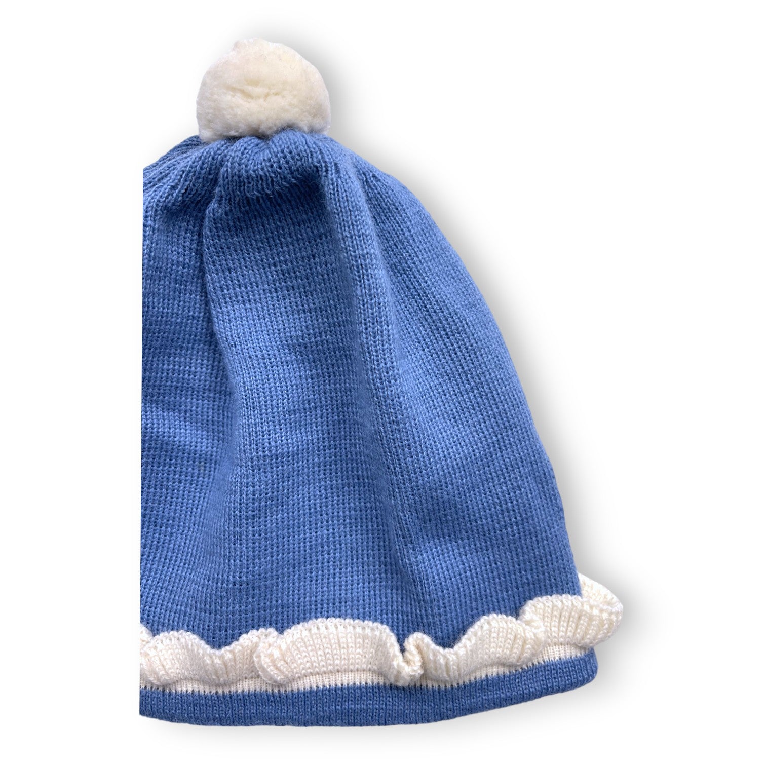 CACHAREL - Bonnet bleu pompom blanc - 12/18 mois